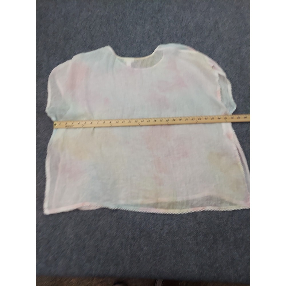 Pure Jill Linen Top Womens M/L Pastel Tie Dye Short Sleeve Light Airy Beach - Picture 9 of 11